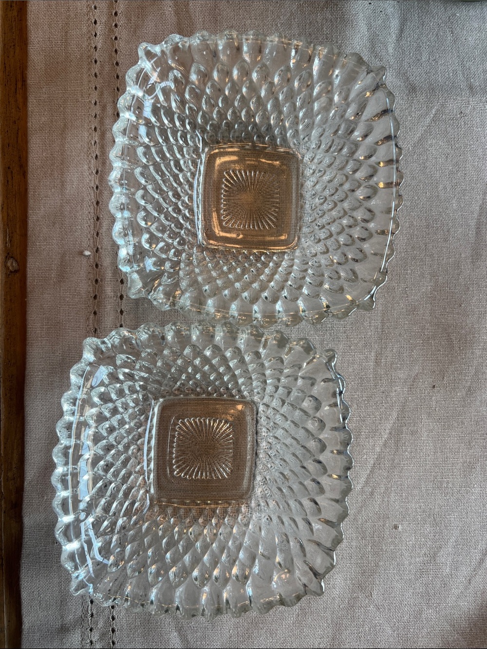 Craft Clear Glass Square Dessert Bowl with Scalloped Edge
